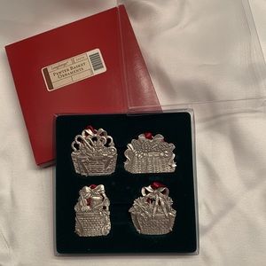 Longaberger 2005 Pewter Basket Ornaments in Original Box